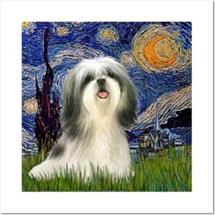 Shih Tzu in Van Gogh's Starry Night (adapted) Posters and Art